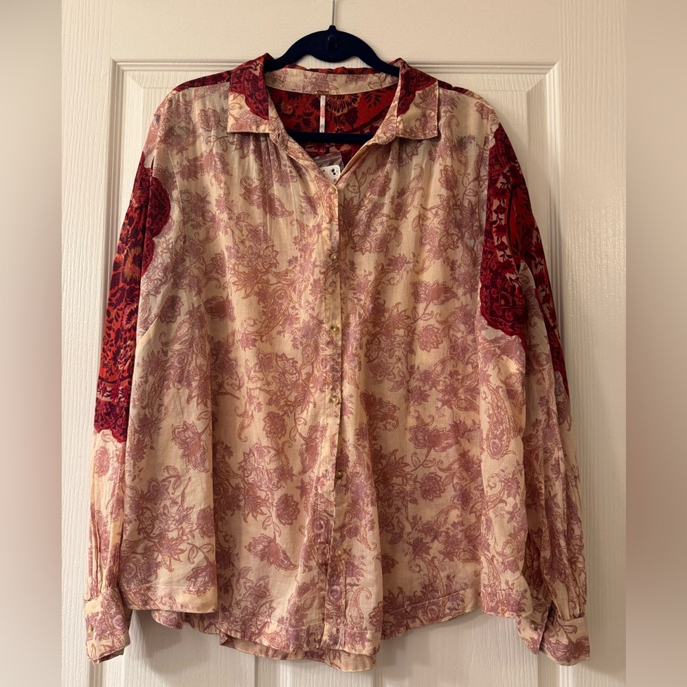 Free People Rosebud Paisley Print button Up Shirt.